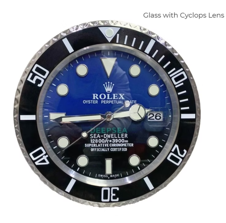 Black & Blue Deepsea Rolex Style | Wall Clocks
