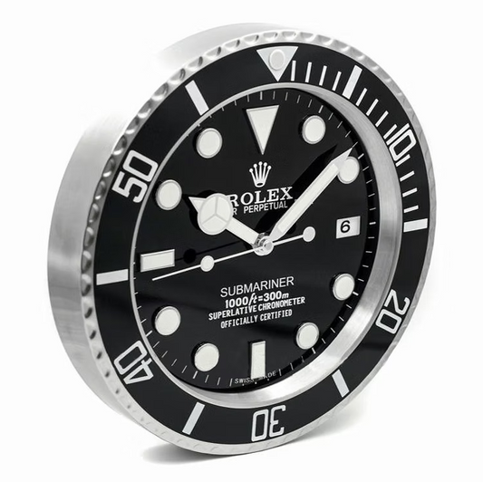 Add a touch of class with this luxury Submariner Rolex black wall clock. Perfect for collectors and watch lovers – premium design, silent movement, elegant decor. Swiss style wall clock.