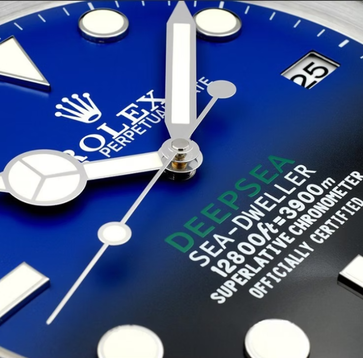 Close-up of a Rolex Deepsea Sea-Dweller, ROLEX WALLC CLOCS, BLUE AND BLACK, ROLEX PERPETUALE 