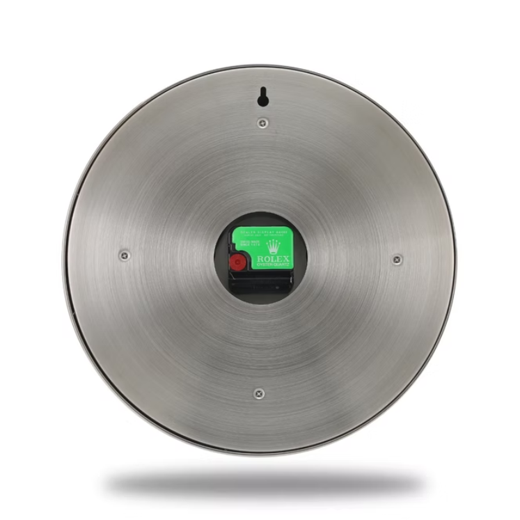 Rolex Back Cover Batteries Wall Clock showing polished steel