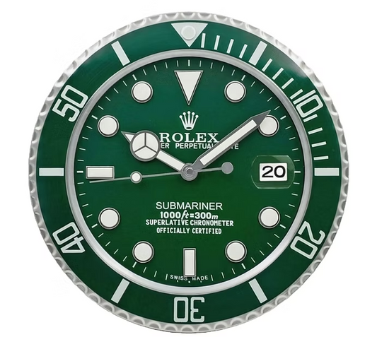 Rolex Submariner Green Wall Clock front display with green dial