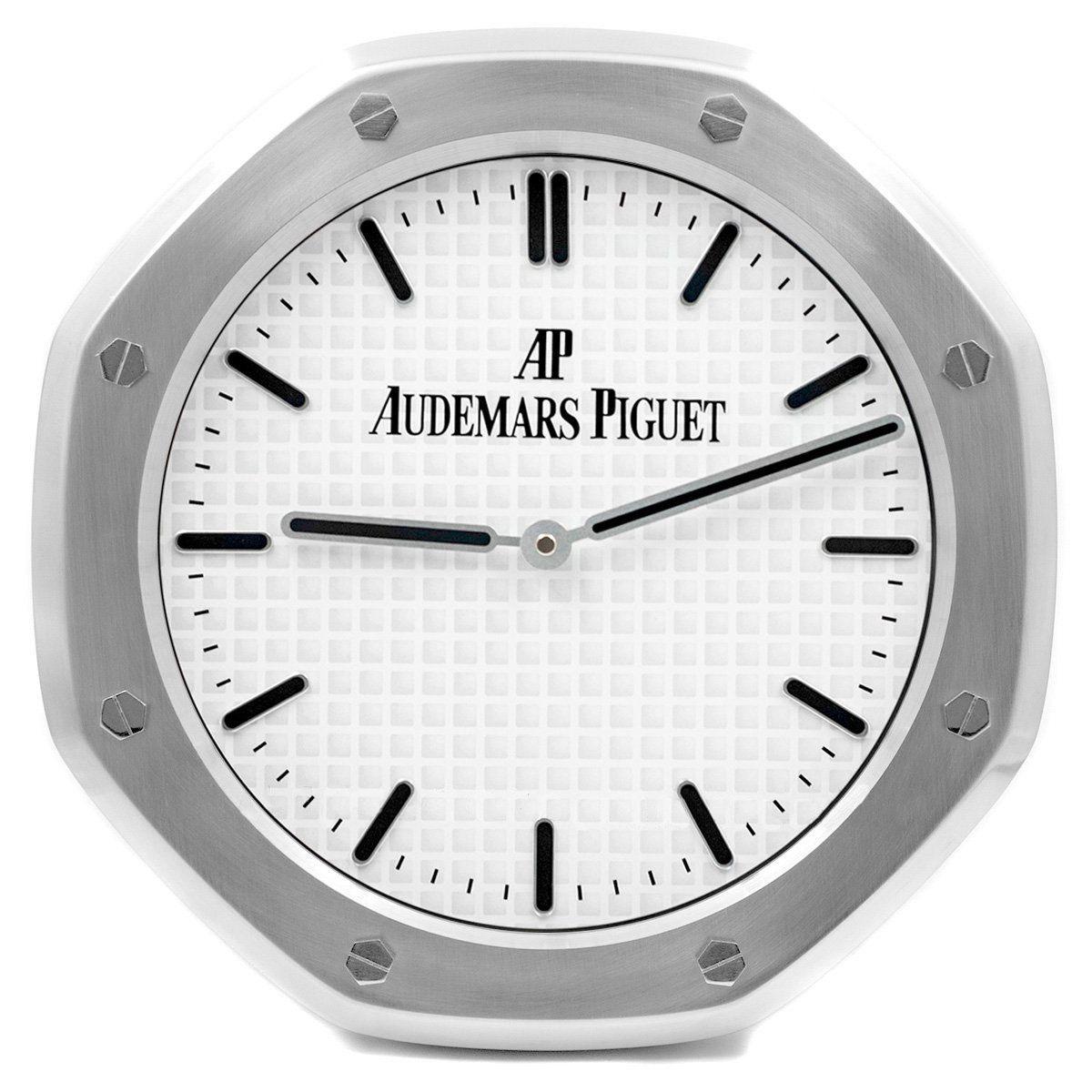 Bwatch Royal Oak White Wall Clock in stainless steel with octagonal bezel
