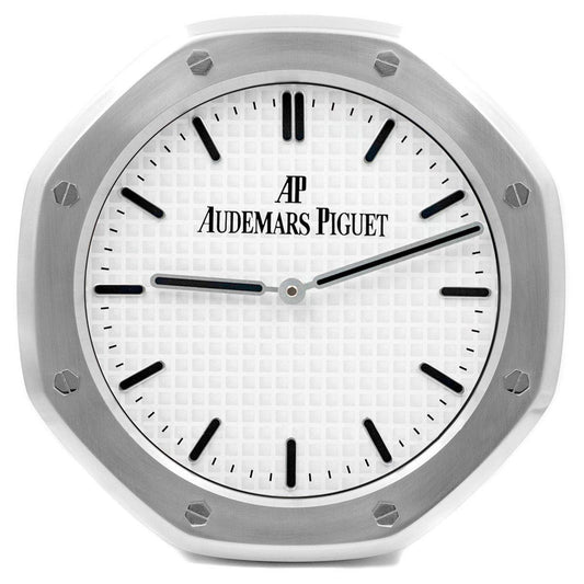 Bwatch Royal Oak White Wall Clock in stainless steel with octagonal bezel