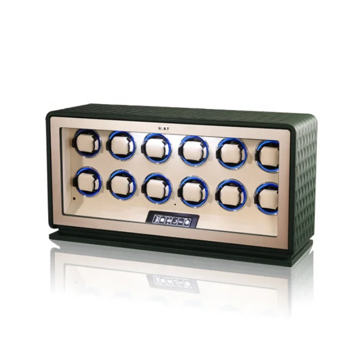 Black and beige leather design of Bwatche Eternum 12-watch automatic winder box