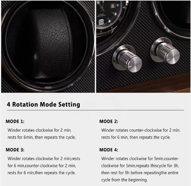 Blue LED illumination of Bwatche Quatro wooden watch winder