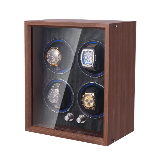Side profile of Bwatche Quatro luxury 4-watch winder box