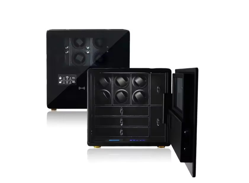 Break-resistant glass watch safe with multi-access unlocking