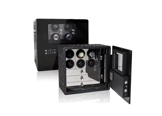 Solid-steel watch winder safe with fingerprint lock