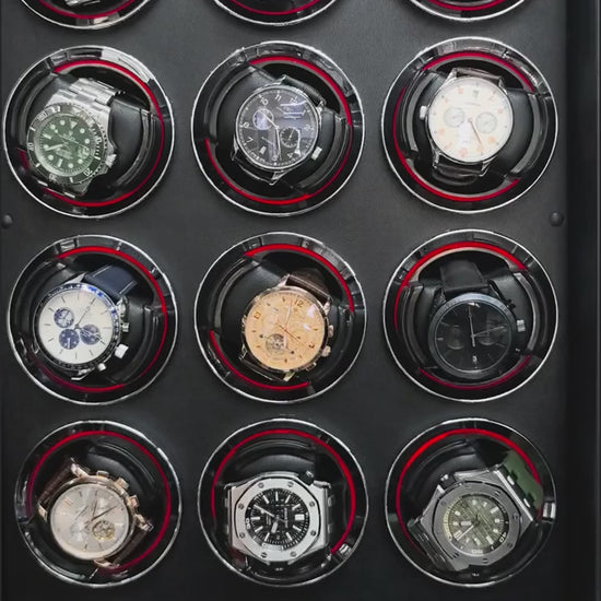Showcase video of Bwatche Aegis 12-Watch Fingerprint Winder with biometric security