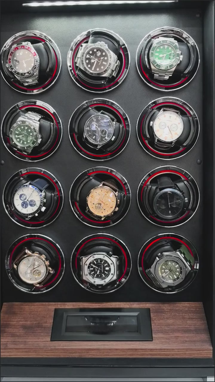 Showcase video of Bwatche Aegis 12-Watch Fingerprint Winder with biometric security