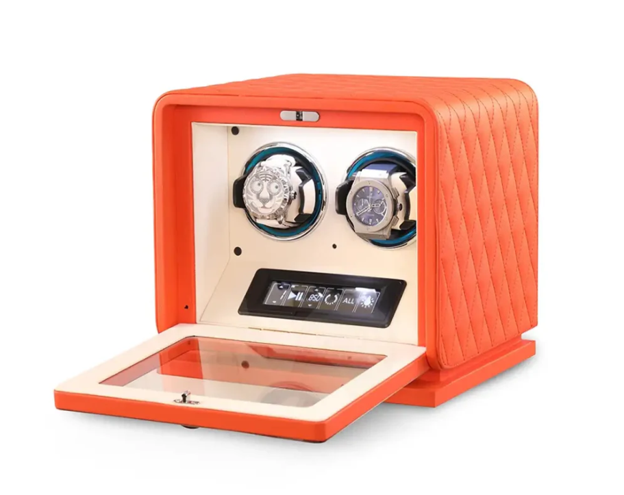 collector’s watch winder, for Omega watch, watch enthusiast must-have, modern desk watch display