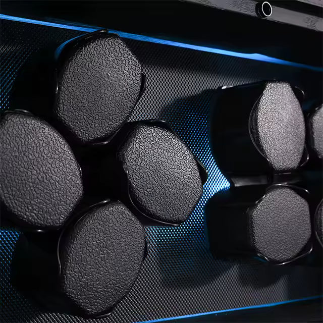 Control panel of watch winder with rotation settings and LED lights